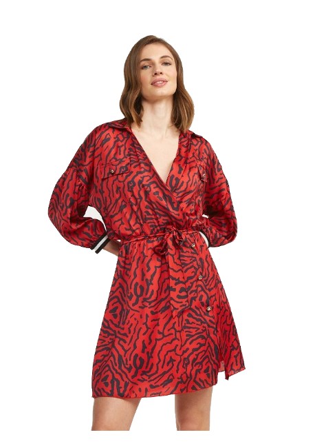 LYNNE Φόρεμα μίνι με zebra print και γιακά 147-511022