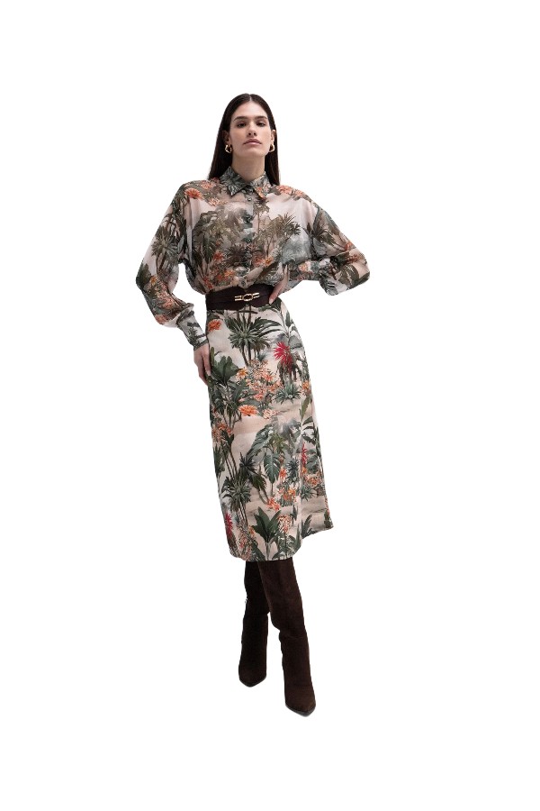 TOI & MOI Midi φούστα tropical τύπωμα 10-4020-126