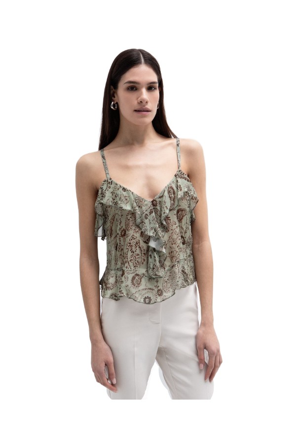 TOI & MOI Ruffle τοπ με τύπωμα λαχούρι 30-5773-126