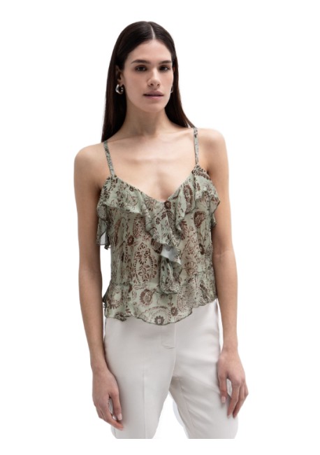 TOI & MOI Ruffle τοπ με τύπωμα λαχούρι 30-5773-126