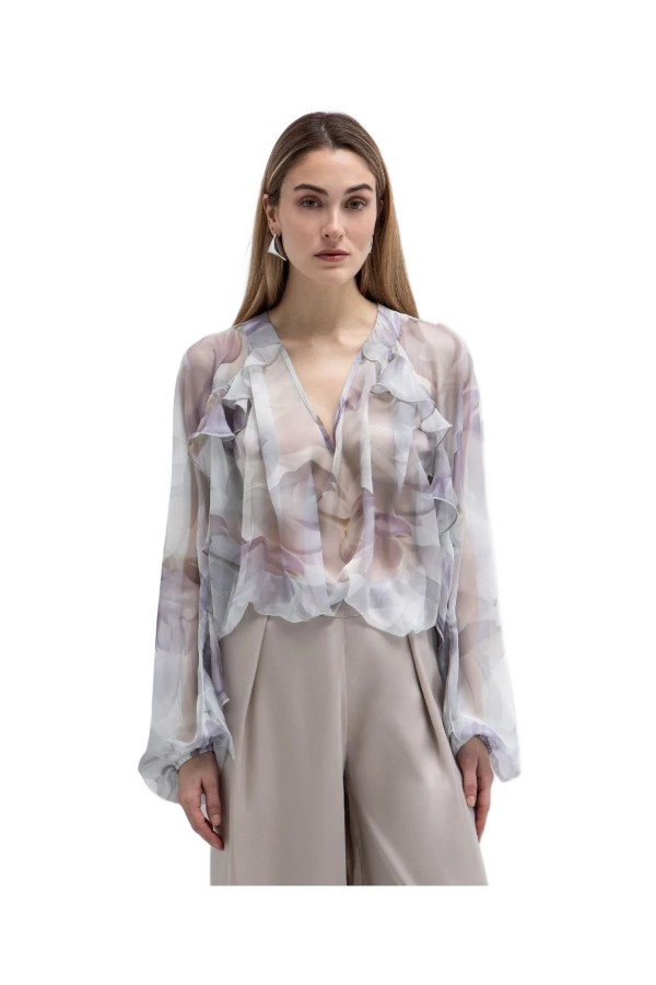 TOI & MOI Φλοράλ μπλούζα με βολάν 30-5805-126