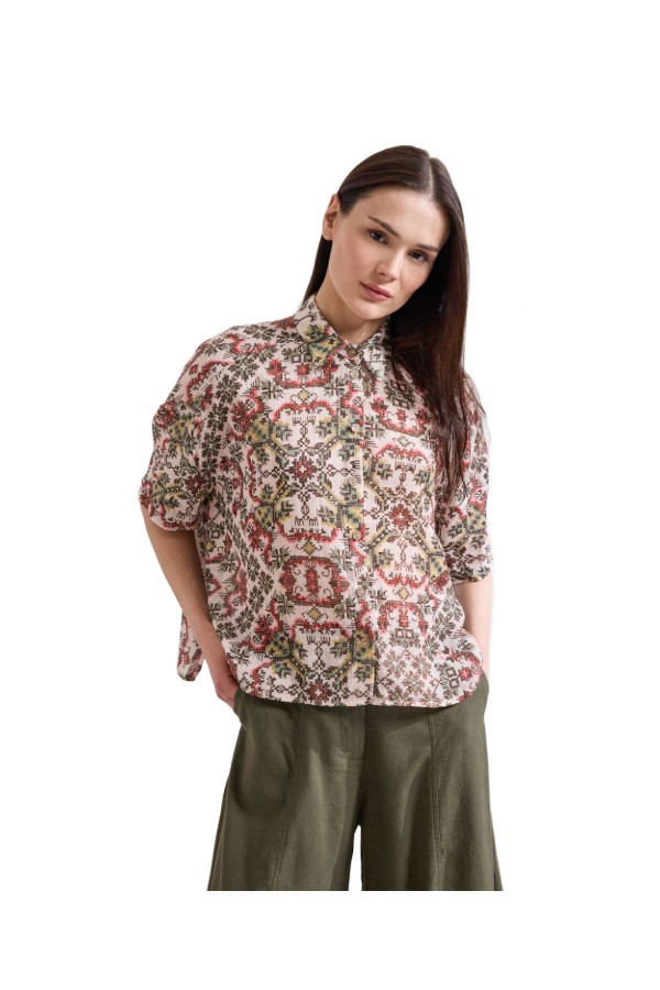 NAMASTE PATRICIA Πουκάμισο εμπριμέ από βαμβακερή γάζα SS0426019