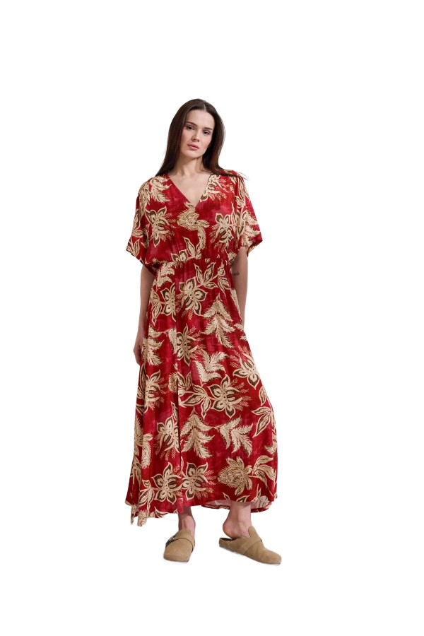 NAMASTE ISMARA Φόρεμα μακρύ εμριμέ με λάστιχο στη μέση SS0826049