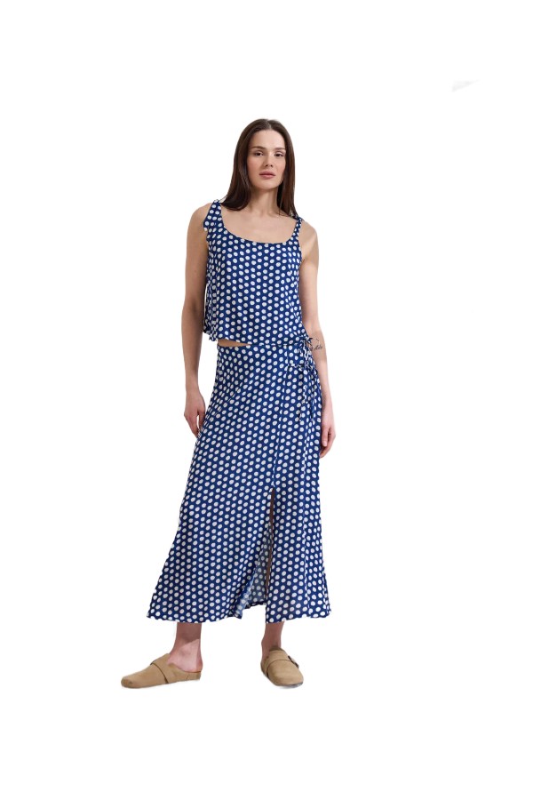 NAMASTE LISELLE Τόπ cropped πουά σε ασύμμετρο σχέδιο SS1326003