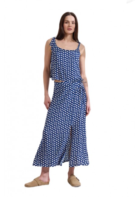 NAMASTE LISELLE Τόπ cropped πουά σε ασύμμετρο σχέδιο SS1326003