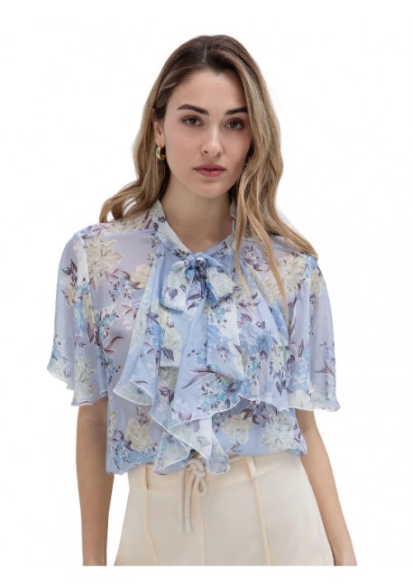 TOI & MOI Floral μπλούζα με δέσιμο 30-5845-126