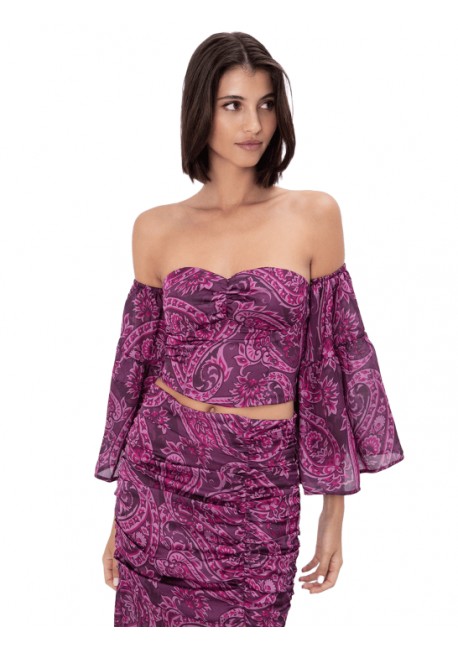 TOI & MOI Off shoulder corset τοπ εμπριμέ 30-5884-226