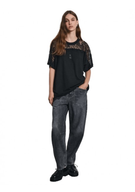 STAFF JEANS Γυναικεία Μπλούζα Σατέν Κοντό Μανικι 63-009.056