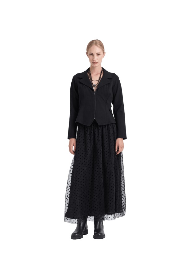 NAMASTE BELEN Φούστα midi layered με διάφανο πουά τούλι WW0326008