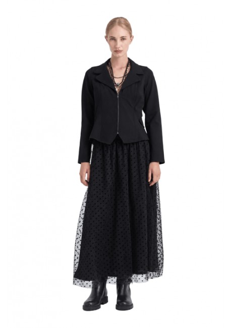 NAMASTE BELEN Φούστα midi layered με διάφανο πουά τούλι WW0326008