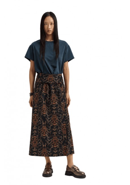 NAMASTE KABA Φούστα midi με all-over print, φαρδιά μπάσκα και πλαϊνά κουμπιά WW0326011